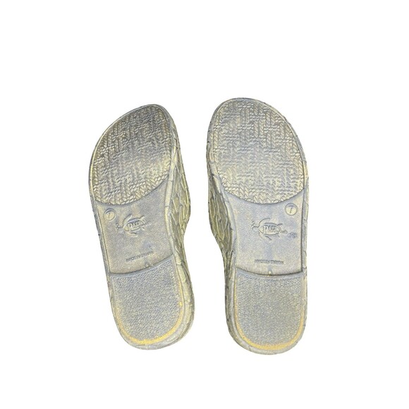 Pali Hawaii Soft Rubber Flip Flops Sandals Beach slip on textured green/brown  7 - Picture 7 of 9